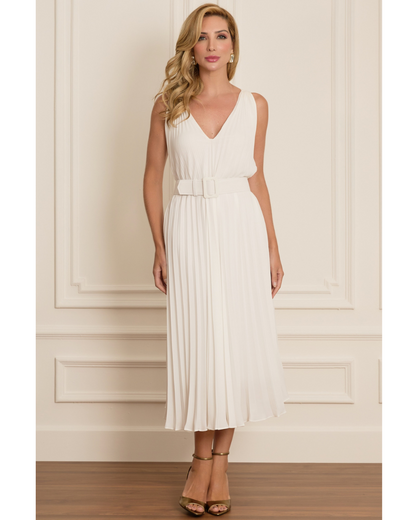Vestido Plissado Ref 044883 - BRANCO