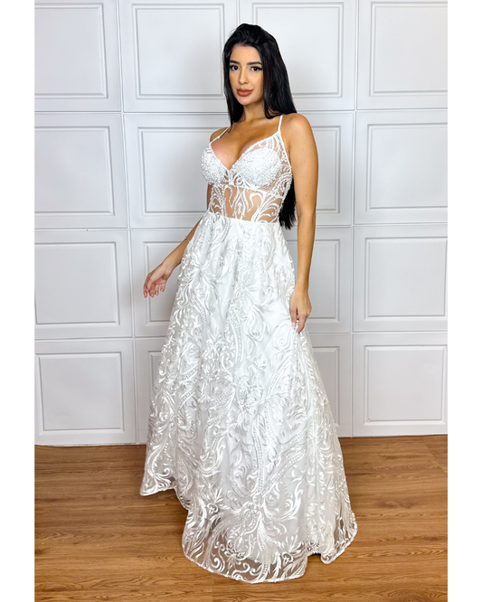 Vestido Guippir Ref. 047800 - BRANCO