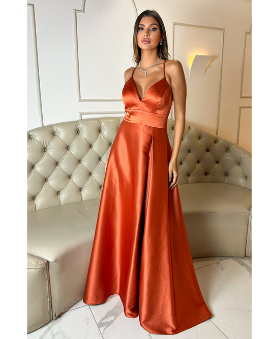 Vestido Cetim Ref. 047801 - TERRACOTA