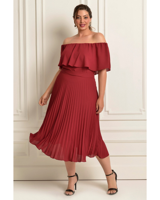 Vestido Plissado Ref. 046981 - MARSALA