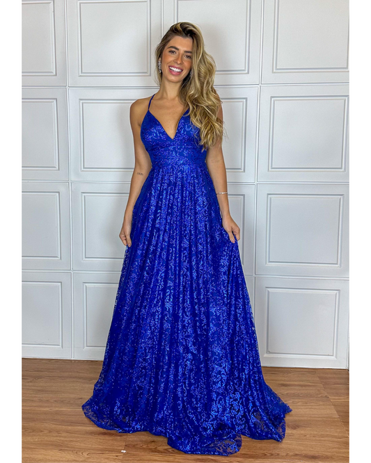 Vestido Longo Ref. 047151 - AZUL ROYAL