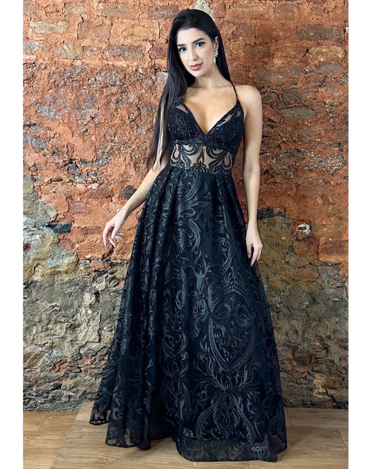 Vestido Guippir Ref. 047799 - PRETO
