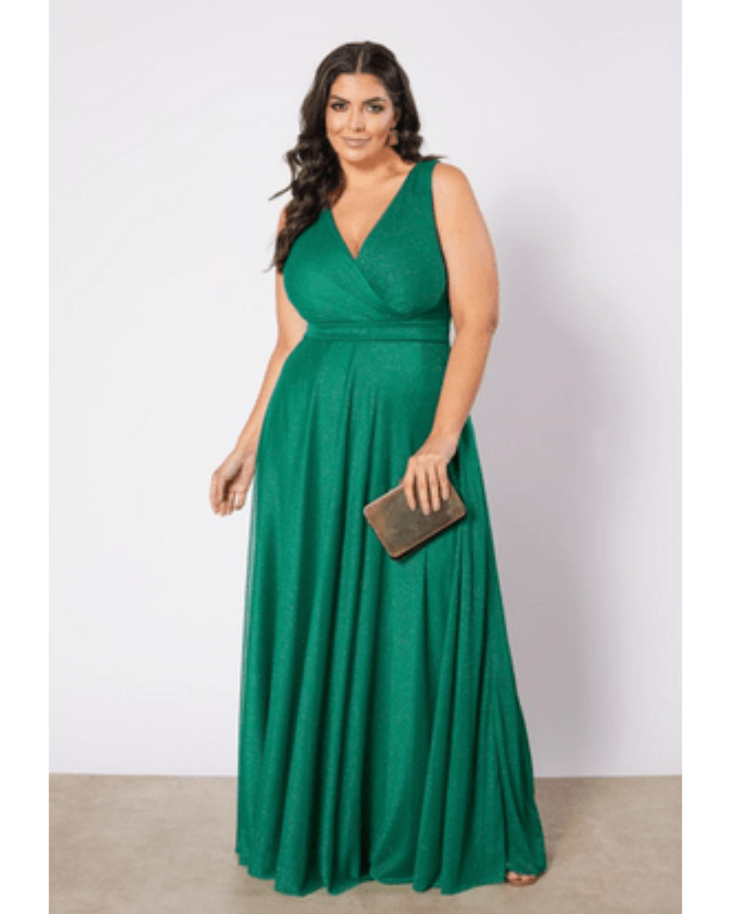 Vestido Longo Lurex Ref. 045920 - VERDE ESMERALDA