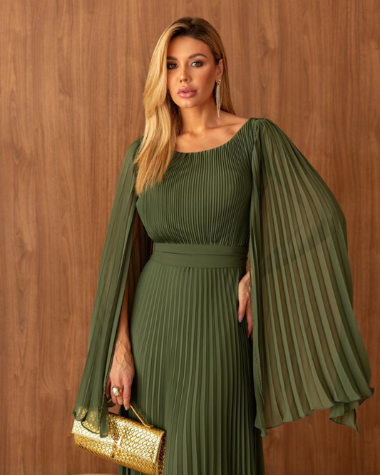 Vestido Plissado Ref. 048846 - VERDE OLIVA