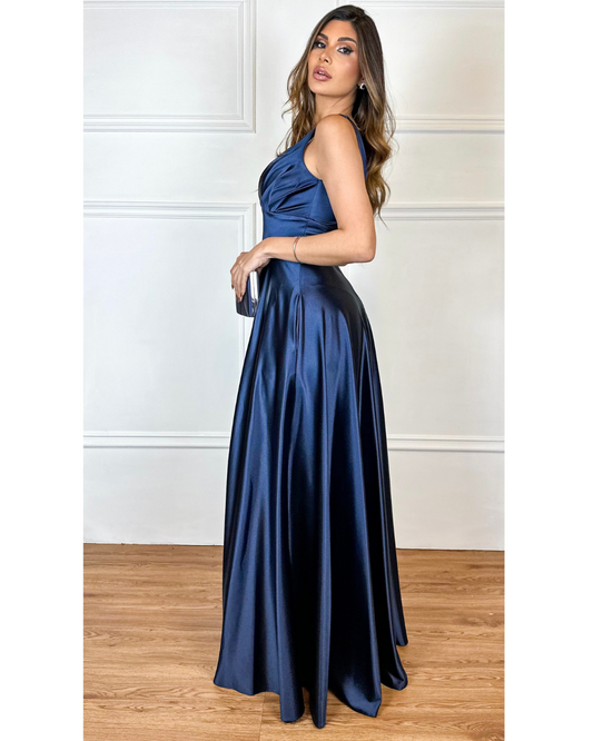 Vestido Cetim Ref. 048943 - MARINHO