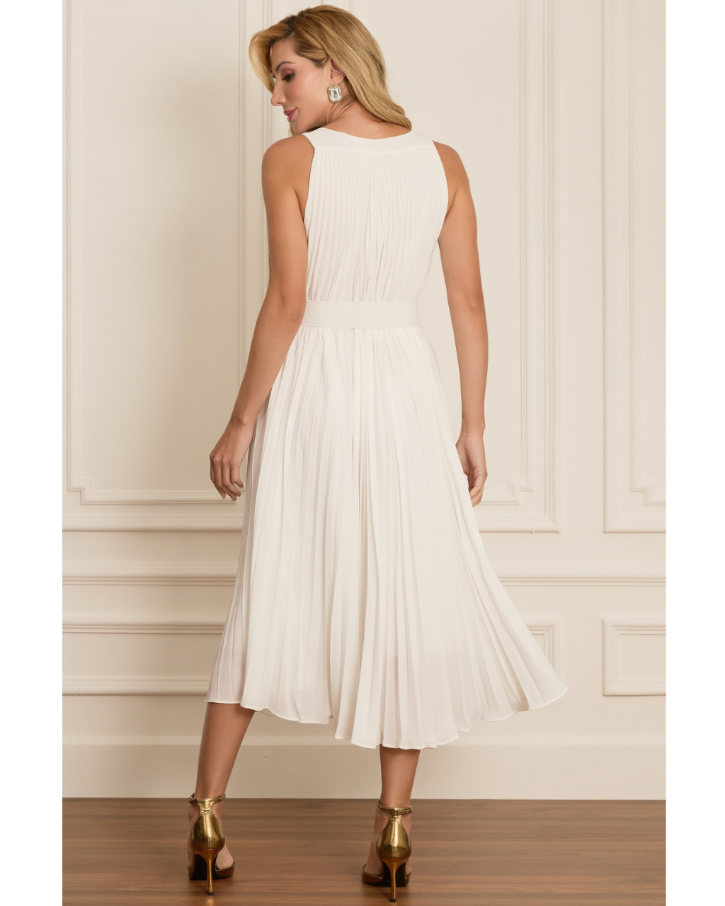 Vestido Plissado Ref 044883 - BRANCO