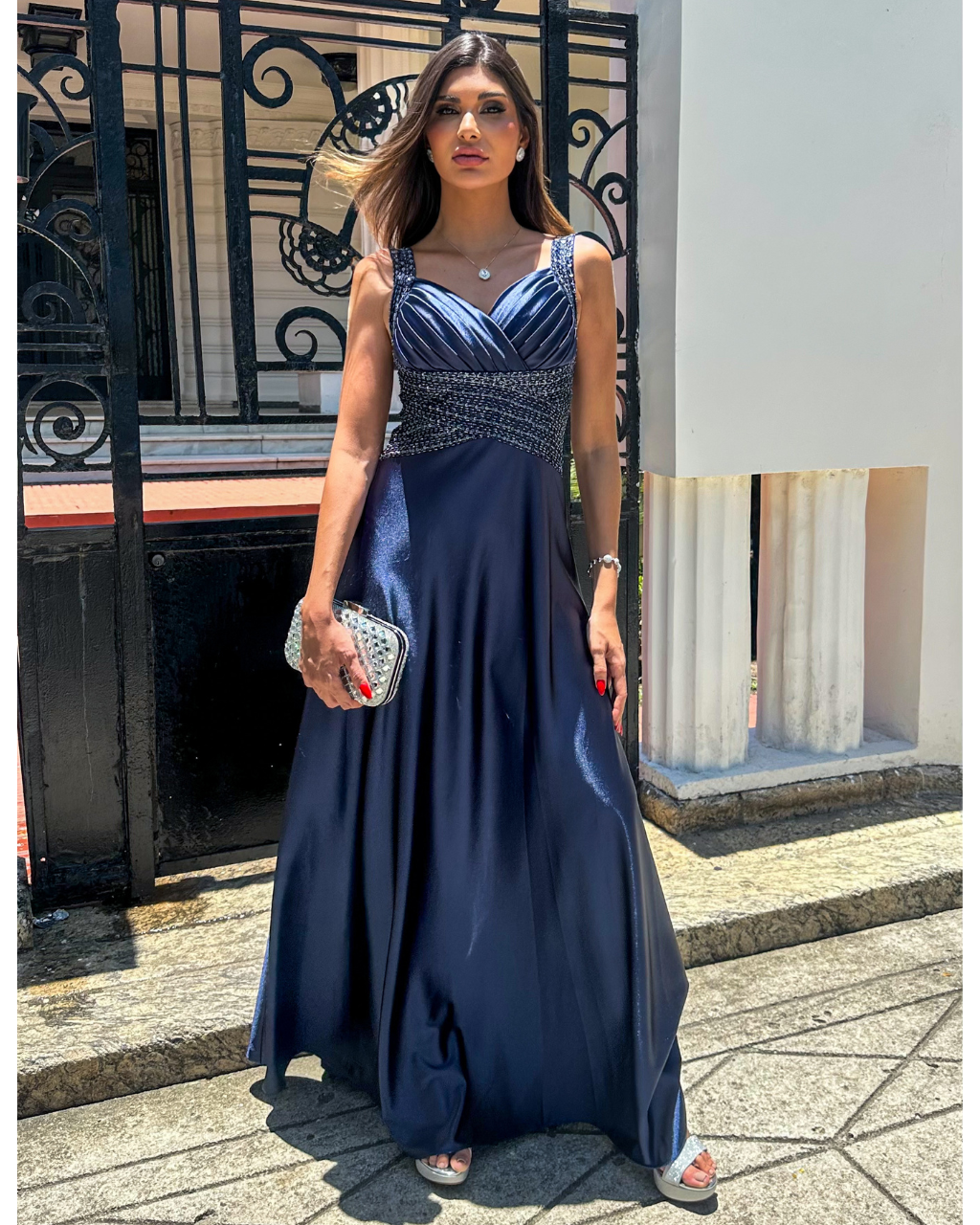 Vestido Cetim Ref. 049145 - MARINHO