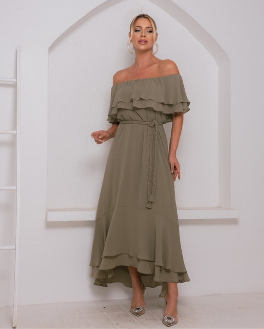 Vestido Crepe Ref. 049069 - VERDE OLIVA