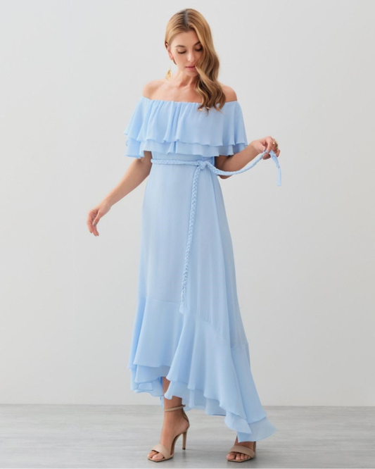 Vestido Crepe Ref. 049069 - AZUL SERENITY