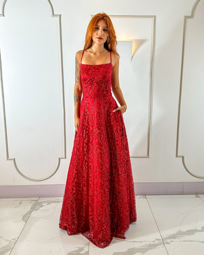 Vestido Tule Glitter Ref. 048997 - MARSALA