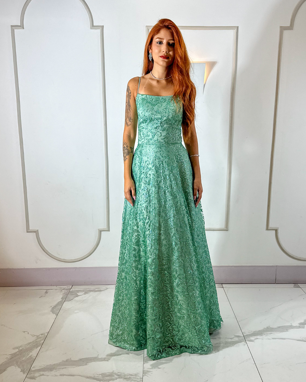 Vestido Tule Glitter Ref. 048997 - VERDE MENTA