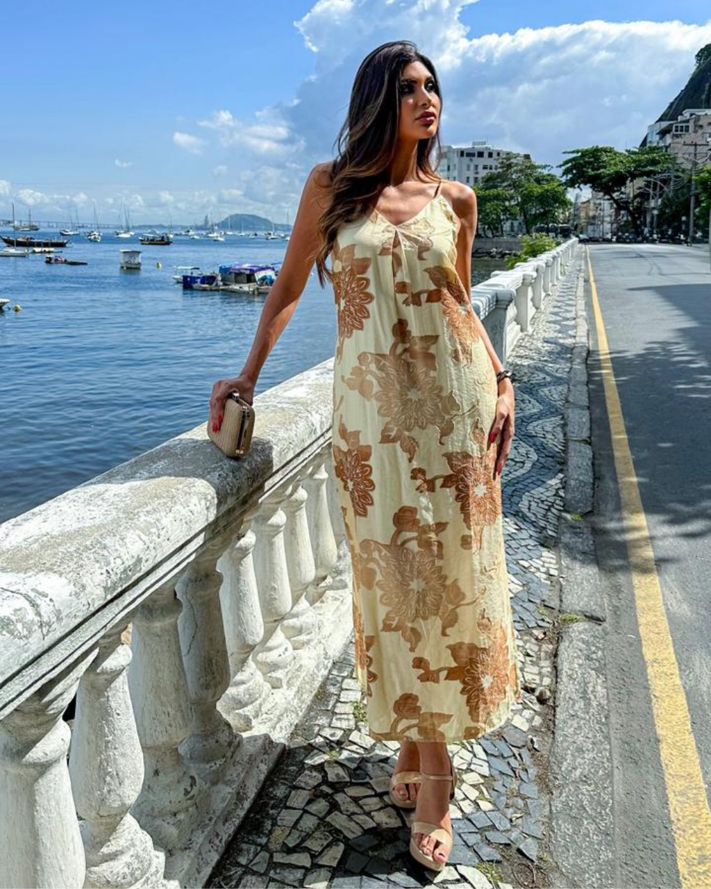 Vestido Devore Estampado Ref. 049169 - BEGE