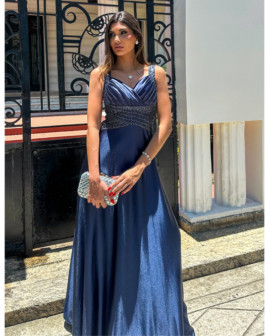 Vestido Cetim Ref. 049145 - MARINHO