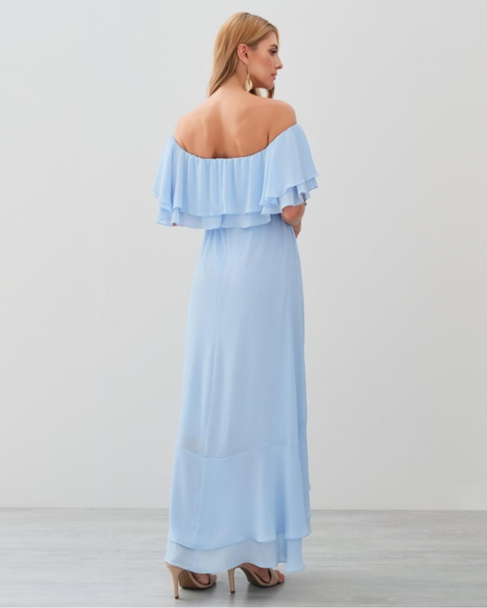 Vestido Crepe Ref. 049069 - AZUL SERENITY