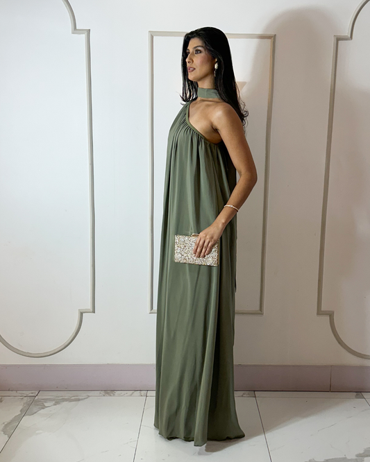 Vestido Crepe Ref. 049045 - VERDE OLIVA