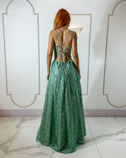 Vestido Tule Glitter Ref. 048997 - VERDE MENTA