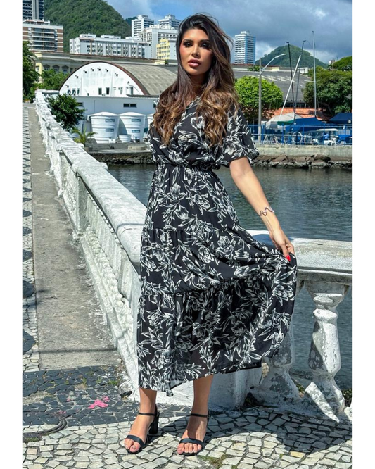 Vestido Estampado Ref. 049168 - PRETO