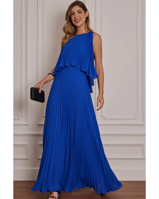 Vestido Longo Crepe Ref. 045504 - AZUL ROYAL