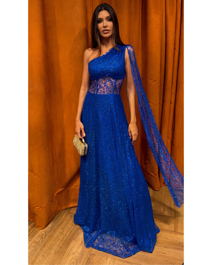 Vestido Tule Glitter Ref. 048942 - AZUL ROYAL
