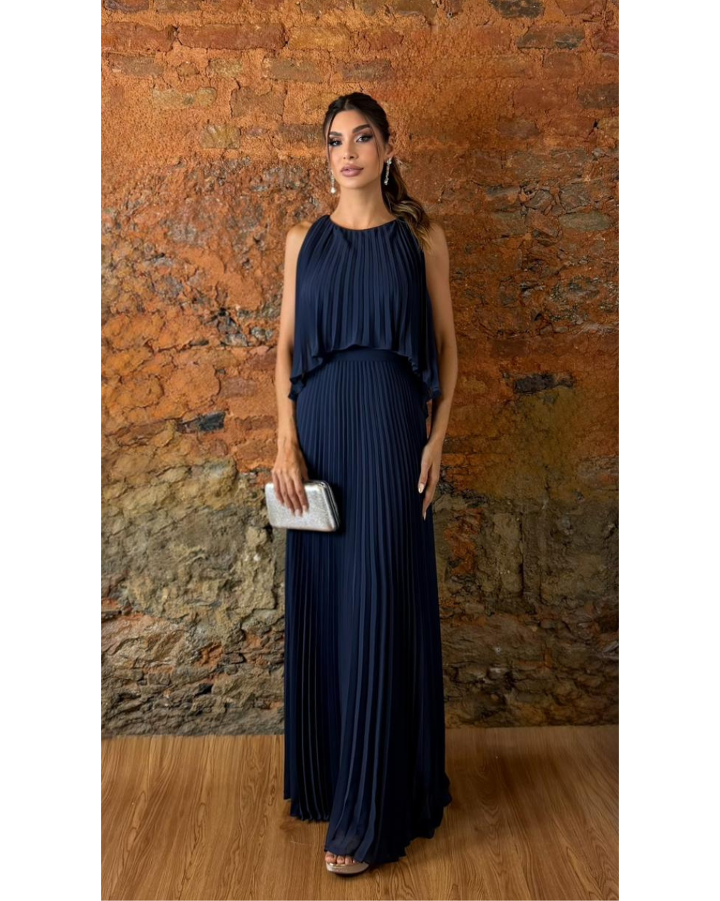 Vestido Longo Crepe Ref. 045504 - MARINHO