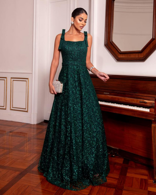 Vestido Tule Glitter Ref 048998 - VERDE ESMERALDA