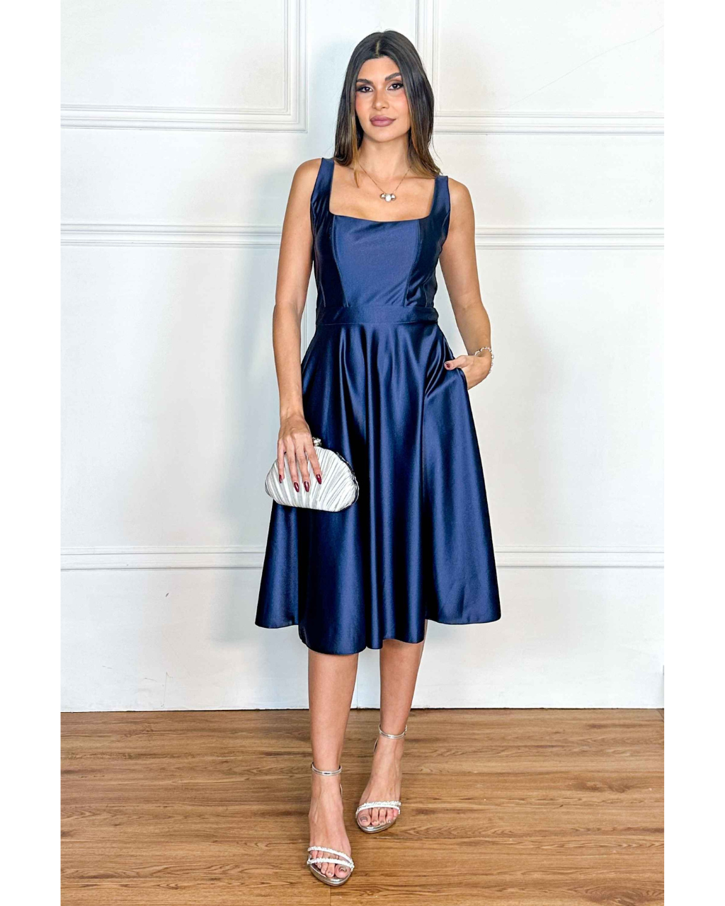Vestido Cetim Ref. 048985 - MARINHO