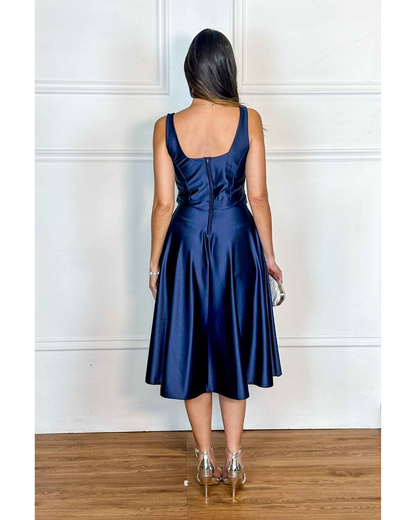 Vestido Cetim Ref. 048985 - MARINHO