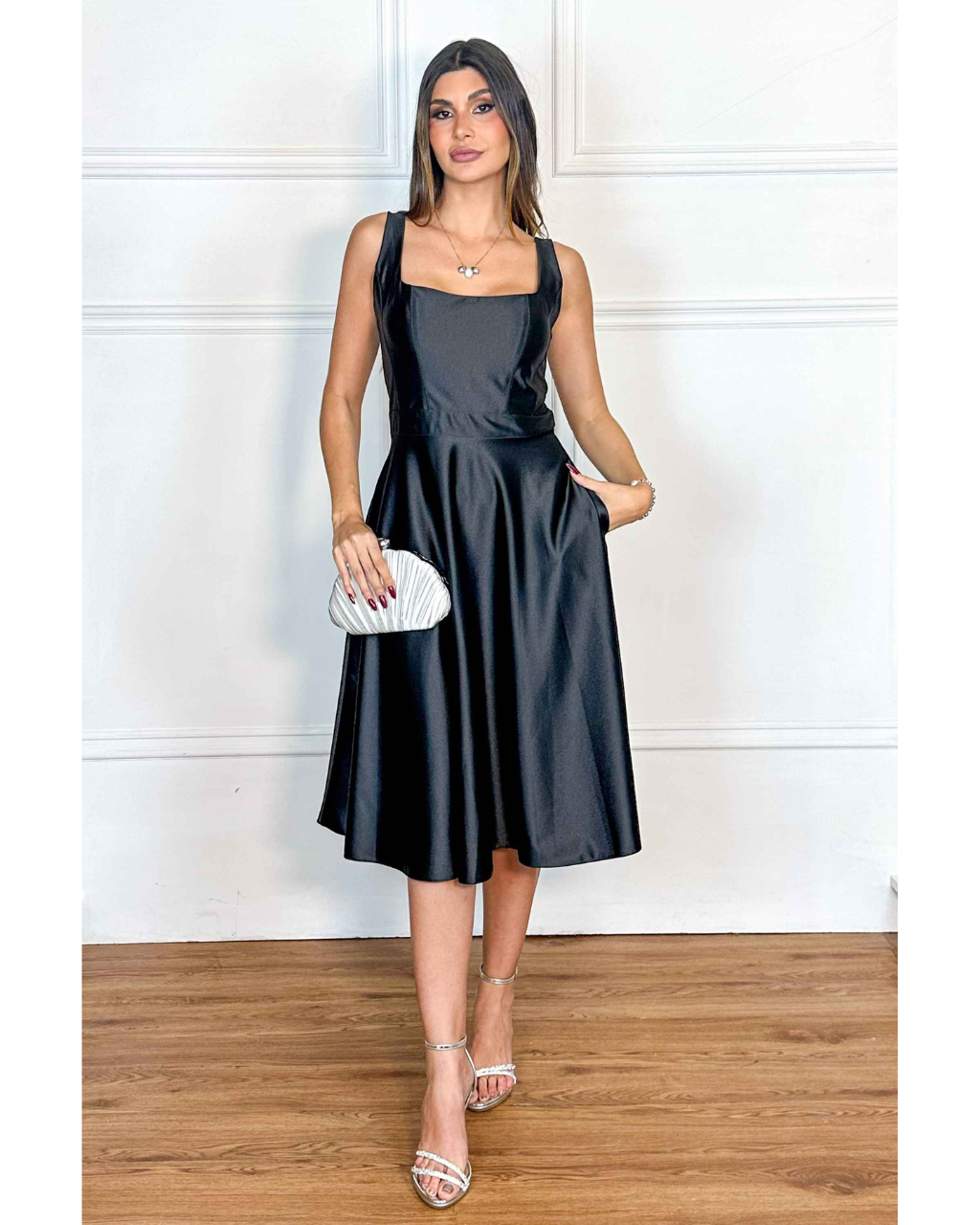 Vestido Cetim Ref. 048985 - PRETO