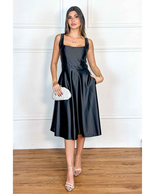 Vestido Cetim Ref. 048985 - PRETO
