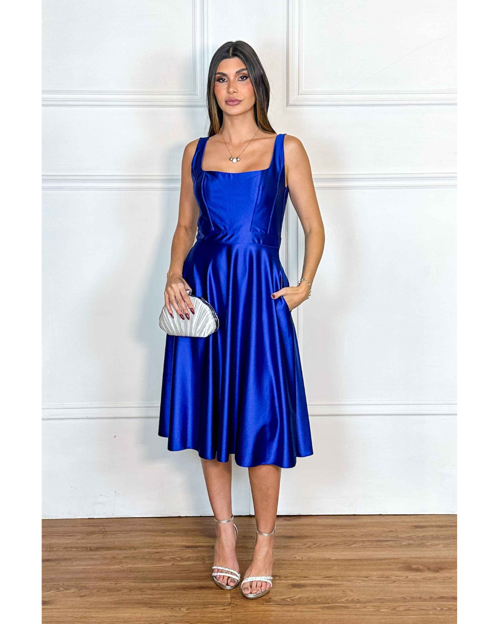 Vestido Cetim Ref. 048985 - AZUL ROYAL