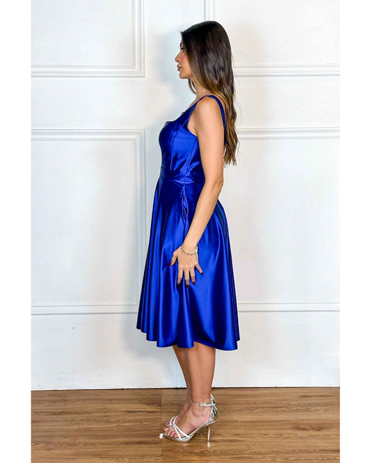 Vestido Cetim Ref. 048985 - AZUL ROYAL