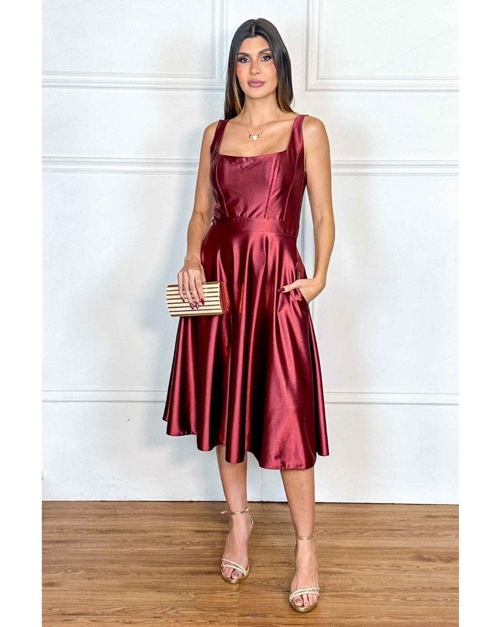 Vestido Cetim Ref. 048985 - MARSALA