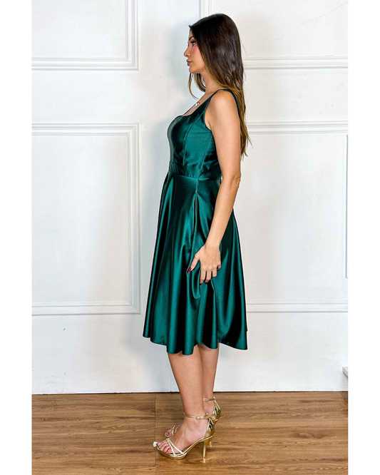 Vestido Cetim Ref. 048985 - VERDE ESMERALDA