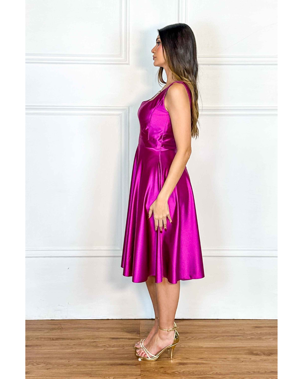 Vestido Cetim Ref. 048985 - FUCSIA
