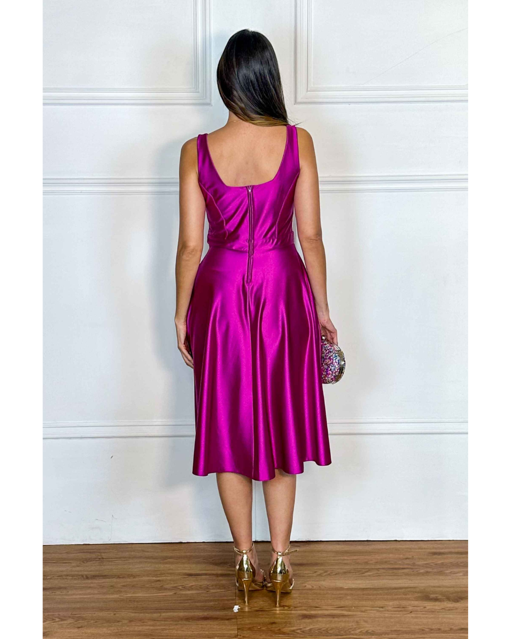 Vestido Cetim Ref. 048985 - FUCSIA