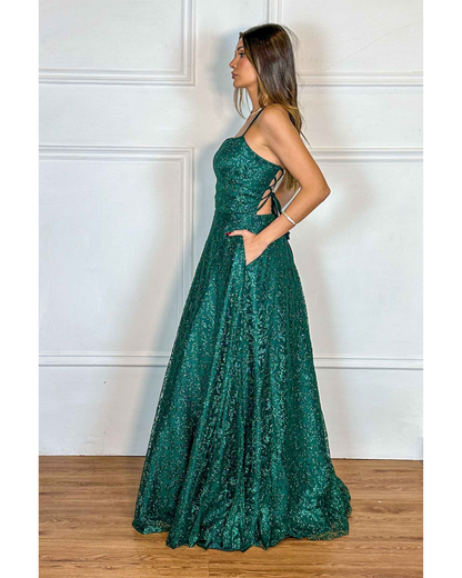 Vestido Tule Glitter Ref. 048997 - VERDE ESMERALDA