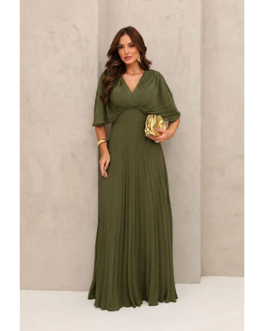 Vestido Plissado Ref. 048793 - VERDE OLIVA
