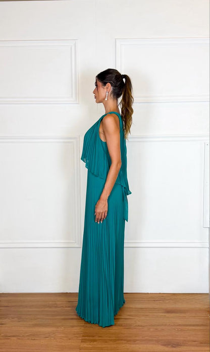 Vestido Longo Crepe Ref. 045504 - VERDE ESMERALDA