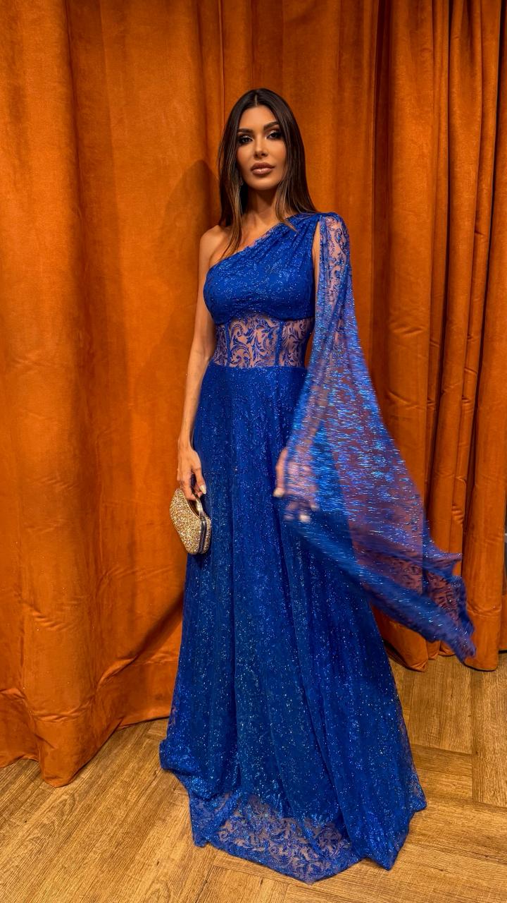 Vestido Tule Glitter Ref. 048942 - AZUL ROYAL