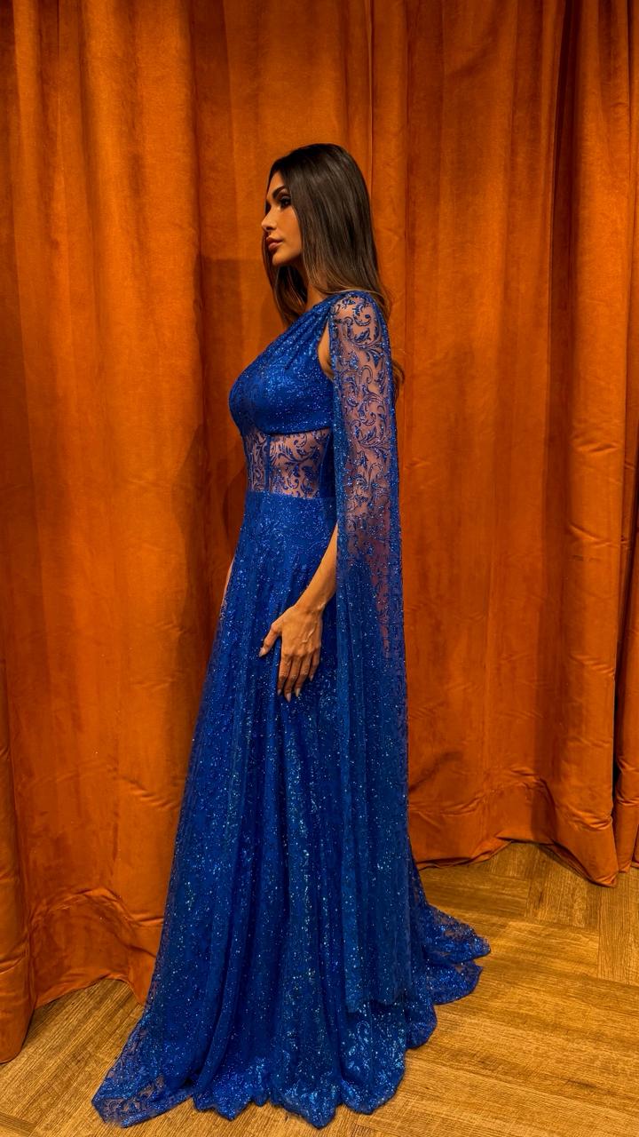 Vestido Tule Glitter Ref. 048942 - AZUL ROYAL