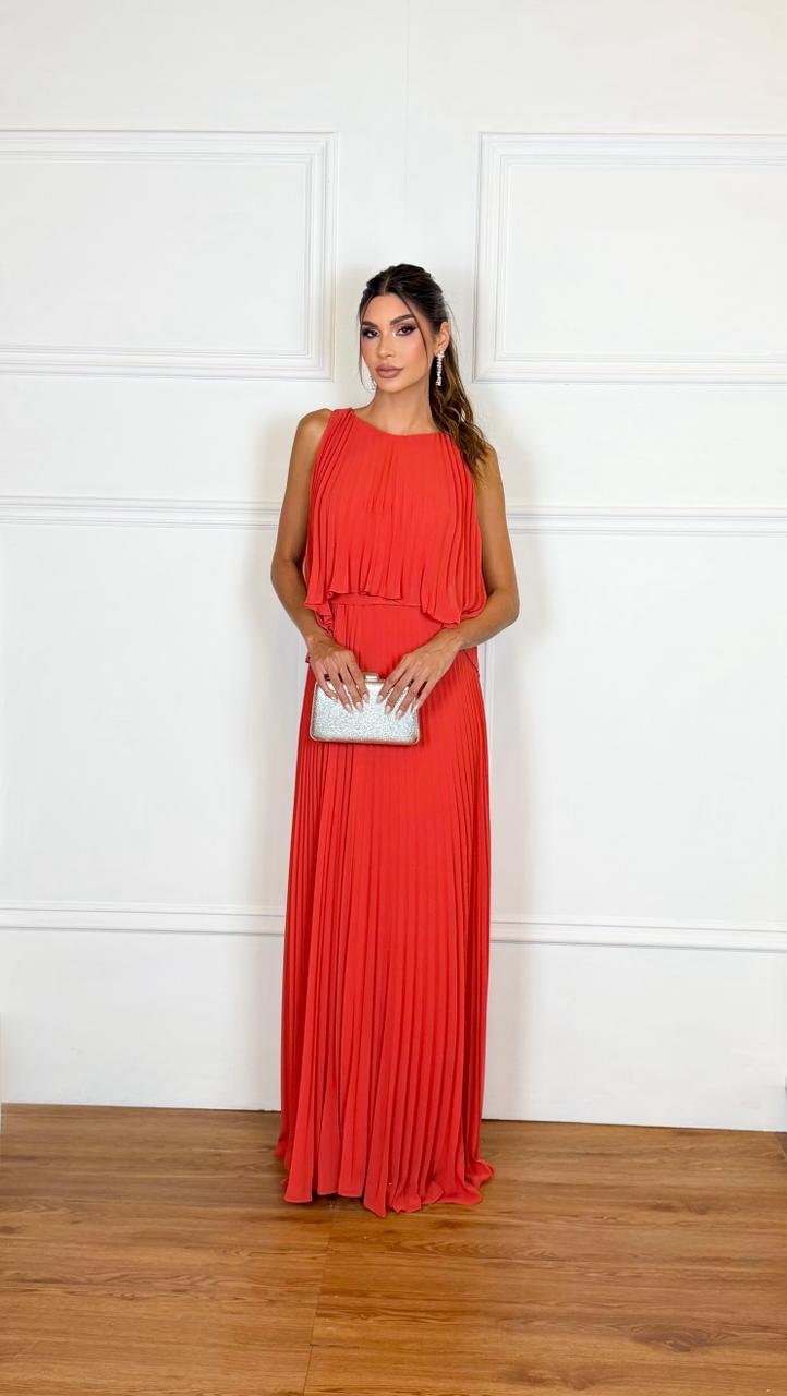 Vestido Longo Crepe Ref. 045504 - TERRACOTA