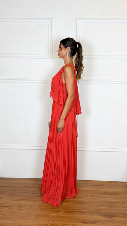 Vestido Longo Crepe Ref. 045504 - TERRACOTA
