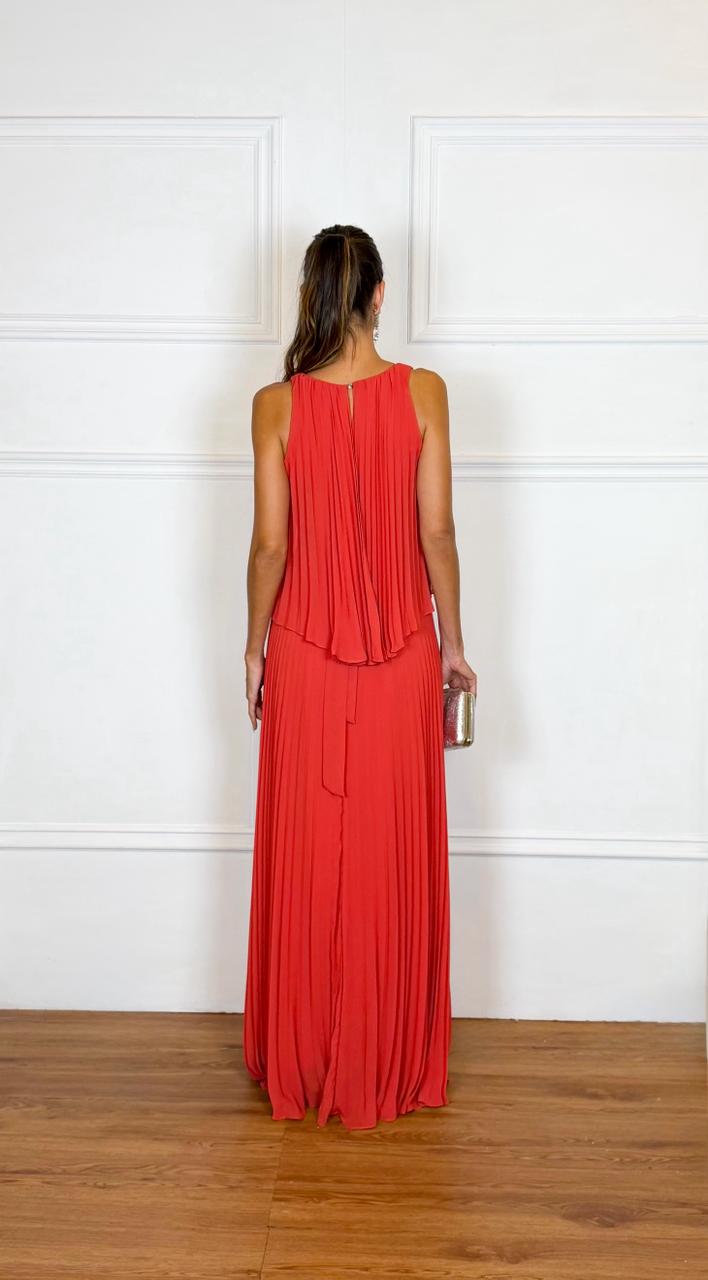Vestido Longo Crepe Ref. 045504 - TERRACOTA