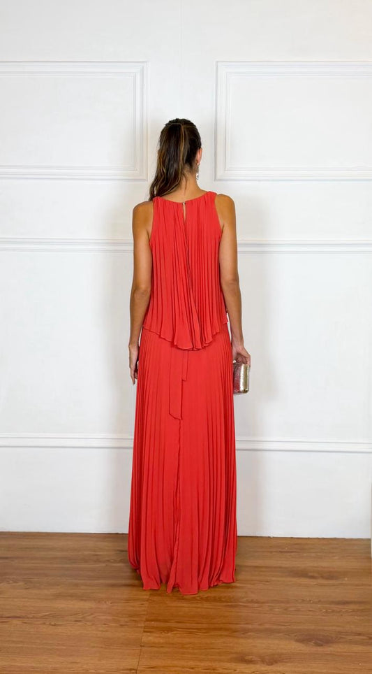 Vestido Longo Crepe Ref. 045504 - TERRACOTA