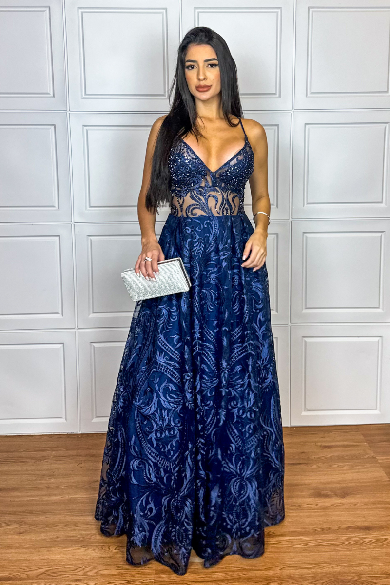 Vestido Guippir Ref. 047799 - MARINHO